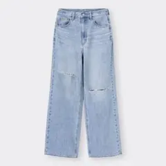 【美品】ハイウエストセミワイドジーンズ