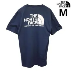 US限定 新品 ノースフェイス M ハーフドーム 両面ロゴ 半袖Tシャツ 青系