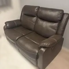 ブラウン リクライニング 2人掛けソファ