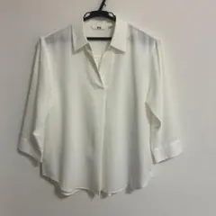 ユニクロ　レーヨンスキッパーブラウス七分袖M