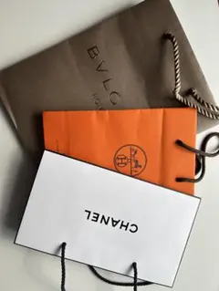 高級ブランドショップ袋3点セット ブルガリ シャネル エルメス