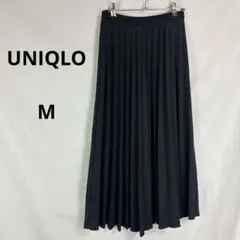 UNIQLO◇ユニクロ　プリーツロングスカート【M】グレー　ウエストゴム　薄手