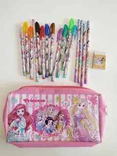 ディズニープリンセス ペンケース＋ペンセット＋シール付き