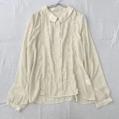 【マジェスティックレゴン】花柄刺繍 シアーブラウス フルボタン 透け感 F