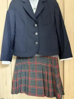 ネイビー ブレザー チェック柄スカート セット