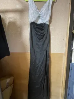 ホワイト・ブラック Vネック ドレス M