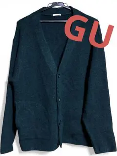 GU ダークグリーン Vネック カーディガン M