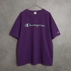 Champion 刺繍ロゴ Tシャツ パープル