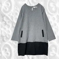 チュニック 長袖 Fashion グレー ポケット P347