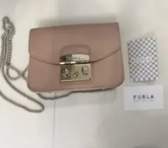 FURLA ベージュピンク メトロポリス　ミニショルダーバッグ