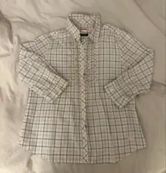 Sandy Laird チェック柄 フリル付き五分袖シャツ