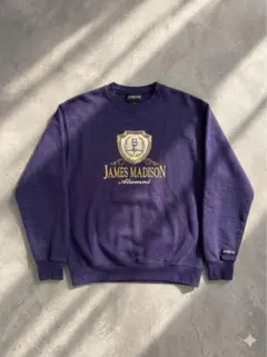 【USA製】90s ジャンスポーツ カレッジロゴ 刺繍スウェット 紫 L