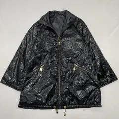 Archive PVC エナメル ナイロン リバーシブル レオパード コート