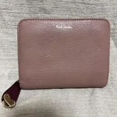 ポールスミス 2つ折り財布 ラウンドファスナーレザー ピンク