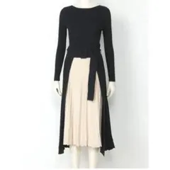 FRAY I.D　フレイアイディー　プリーツリブニットワンピース　長袖　ブラック