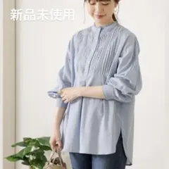 アーバンリサーチサニーレーベル　スタンドフリルカラーコットンタックドレスシャツのサムネイル