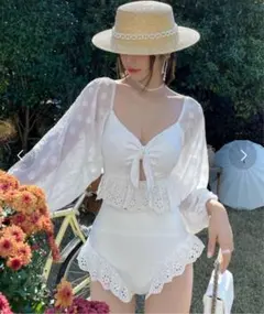 TeddyShop 水着　アイレットレース　フリルワンピ　オールインワン