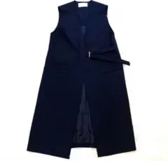 極美品！ユナイテッドアローズ　ロングジレベスト　ネイビー　ベルト　無地