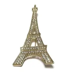 bro-0034-3　ブローチ　エッフェル塔　フランス　パリ　キラキラ　ゴールド