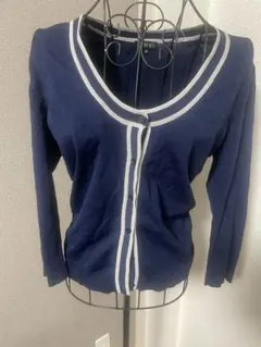 ネイビー Vネック カーディガン 長袖