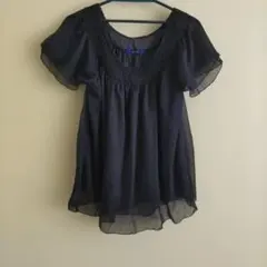 After All ダークネイビー 半袖シフォントップスのサムネイル