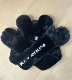 ディズニー ミッキーマウス ファーキャップ マフラー 黒