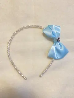 any FAM水色リボン パール カチューシャ