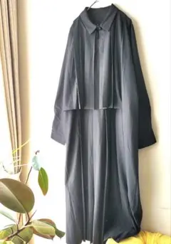 [新品]patterntorso レイヤード風 マキシ丈ワンピース 黒 プリーツ