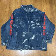 【古着／美品】ダメージデニムジャケット(ペイント)のサムネイル