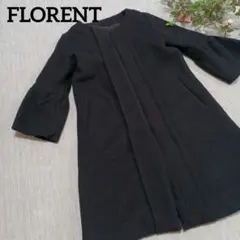 FLORNT　フレア袖 　ロングコート　ノーカラーコート　カシミア混　冠婚葬祭のサムネイル