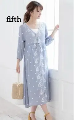 【新品】fifth 花刺繍ロングワンピース　カーディガン　体型カバー　春夏　M