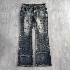 Z282 Y2K フレアデニム スタッズ お兄系 ギミック シンチバック ドクロ