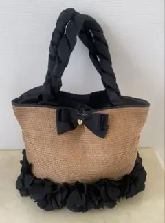 【TO BE CHIC】フラワーモチーフ　リボン付きかごバッグ