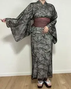 しまむら　ワンピース浴衣　3L～4L　家での試着のみ　黒　グレー　チュールのサムネイル
