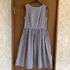 スタンプアンドダイアリー　ストライプギャザーワンピース　日本製　極美品