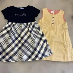 familiar 半袖チェック柄ワンピース 100 ２枚セット