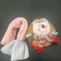 雪だるまデザインポーチ　ヘアバンドつき
