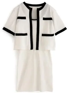 GRL カーディガン×ミニワンピース配色ニットセットアップ