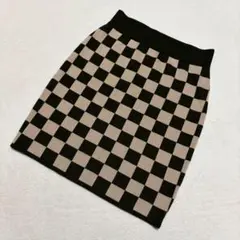 スコットクラブ◇チェッカー柄ニットタイトスカート ウール混 カジュアル 9