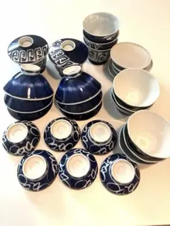 藍色 染付 陶磁器 食器セット 複数点のサムネイル