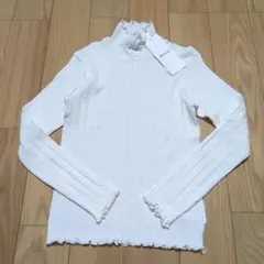 新品☆コムサイズム　白　ランダムテレコハイネック長袖カットソー130㎝