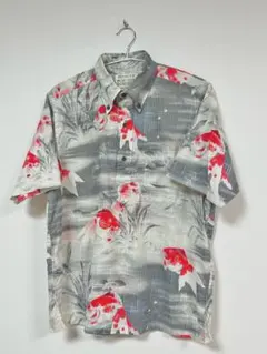 サンサーフ 金魚柄 アロハシャツ M 未使用 和柄 グレー　イレギュラー