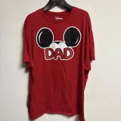 【超希少2XL/身幅70】ディズニー ミッキー DAD Tシャツ 赤