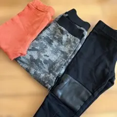 パンツ ズボン スパッツ カジュアル セット オレンジ 迷彩 黒ブラックレザー