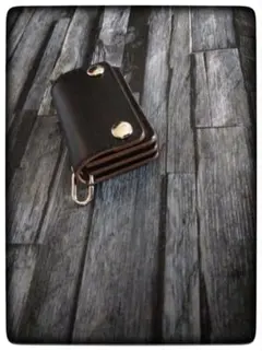 沢山入り仕分け可能◆ミニミニ　トラッカーウォレット◆コインケース◆茶芯ブラック◆