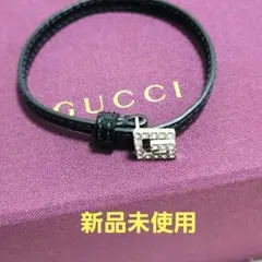 新品 GUCCI レザーブレスレット エナメル ラインストーン Gロゴ 付属品