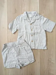 ⭐美品⭐H&M ストライプ半袖シャツ　ハーフパンツ　セットアップ　80センチ