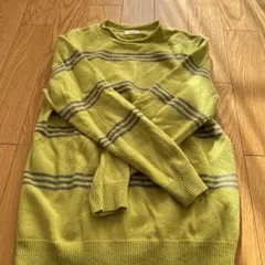 imperfectly kerr ライムグリーン ストライプニット