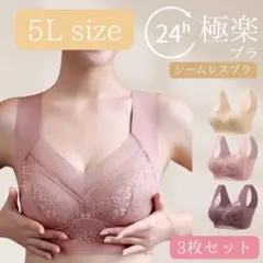 シームレスブラ ノンワイヤー 5Ｌ 3枚セット 着痩せ 大きめ 4XL ナイト用