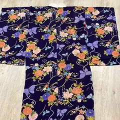 古布◆美品◆アンティーク着物◆花と蝶◆長襦袢◆縮緬◆丈125cm◆正絹